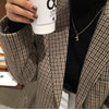 Retro Plaid Wool Suit Jacket Women 2023 Spring Autumn Plus Size Blazer Women's Fat Mm Slim Plaid Suit Coat 200kg