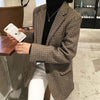 Retro Plaid Wool Suit Jacket Women 2023 Spring Autumn Plus Size Blazer Women's Fat Mm Slim Plaid Suit Coat 200kg