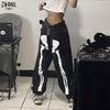 Retro Skeleton Print Jeans Hip hop Denim pants Women's Grunge Loose Baggy Pants Streetwear High Waist Cargo Trousers Vintage