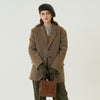 Women's Retro Wool Temperament Herringbone Woolen Blazer Half Skirt Suit