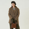 Women's Retro Wool Temperament Herringbone Woolen Blazer Half Skirt Suit