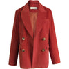 Retro corduroy blazer women spring autumn double breasted straight suit jacket