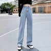 Retro design blue ladies jeans Y2k straight and thin loose high waist wide leg mopping high street pants autumn 2022