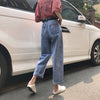 Retro jeans women's spring and autumn dress 2022 insbf high waist SLIM STRAIGHT pants wide leg pants