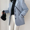 Retro single-breasted blazer jacket 2022 autumn and winter woolen suit jacket Korean women's clothing