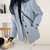 Retro single-breasted blazer jacket 2022 autumn and winter woolen suit jacket Korean women's clothing