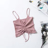 Ribbed Bow Tie Camisole Tank Tops Women Summer Basic Crop Top Streetwear Fashion 2022 Solid Color Girls Cropped Tees Camis