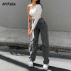 Ripped High Waist Jeans Women Straight Leg Loose Boyfriend Jean Pants Casual Wash Denim Trousers Streetwear Baggy Pants