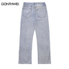 Ripped Jeans Men Hip Hop Embrodiery Patches Distressed Destroyed Hole Straight Denim Jeans Streetwear Summer Baggy Trousers Male