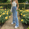 Ripped Jeans Women 2022 Blue Baggy Straight Jeans High Waist Casual Wide Denim Trousers Y2k Pants Vintage Streetwear