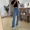 Ripped Jeans Women's Summer Chic Yupi Girl Black Straight High Waist Look Taller Slimming Front and Rear Beggar Pants
