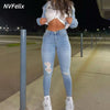 Ripped Stretch Skinny Jeans Women Slim Leggings Elastic Denim Pants Jeggings Pencil Jeans High Waist Hip Lift Trousers