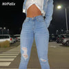 Ripped Stretch Skinny Jeans Women Slim Leggings Elastic Denim Pants Jeggings Pencil Jeans High Waist Hip Lift Trousers