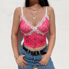 Rockmore Lace Camis Summer Tops For Women 2022 Strawberry Print Harajuku Korean Cute Low Cut Sexy Crop Tank Top Skinny Clubwear