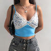 Rockmore Lace Camis Summer Tops For Women 2022 Strawberry Print Harajuku Korean Cute Low Cut Sexy Crop Tank Top Skinny Clubwear