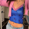 Rockmore Lace Camis Summer Tops For Women 2022 Strawberry Print Harajuku Korean Cute Low Cut Sexy Crop Tank Top Skinny Clubwear