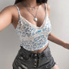Rockmore Lace Camis Summer Tops For Women 2022 Strawberry Print Harajuku Korean Cute Low Cut Sexy Crop Tank Top Skinny Clubwear