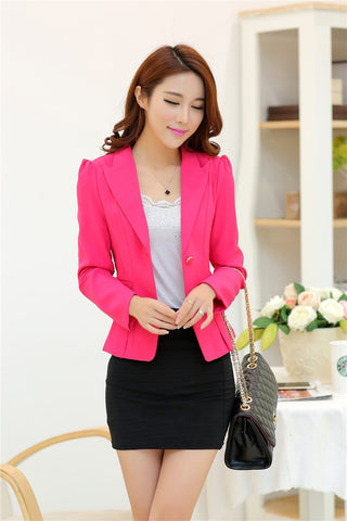 Bolero Mujer Chaquetas Autumn Women Long Sleeve Button Slim Jacket Coat Casual Candy Color Formal Outwear Suit Tops Female