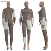 Ronikasha Woman Sweater 2 Piece Set Panelled Long Sleeve Irregular Split Buttons Design for Hem Autumn Winter Suit