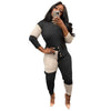 Ronikasha Woman Sweater 2 Piece Set Panelled Long Sleeve Irregular Split Buttons Design for Hem Autumn Winter Suit