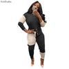 Ronikasha Woman Sweater 2 Piece Set Panelled Long Sleeve Irregular Split Buttons Design for Hem Autumn Winter Suit