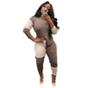 Ronikasha Woman Sweater 2 Piece Set Panelled Long Sleeve Irregular Split Buttons Design for Hem Autumn Winter Suit