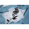 Rose Embroidered Blue Suit Jacket Women's Autumn And Winter Retro Irregular Length Commuting High-end Blazer Coat Female Fashion