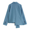 Rose Embroidered Blue Suit Jacket Women's Autumn And Winter Retro Irregular Length Commuting High-end Blazer Coat Female Fashion