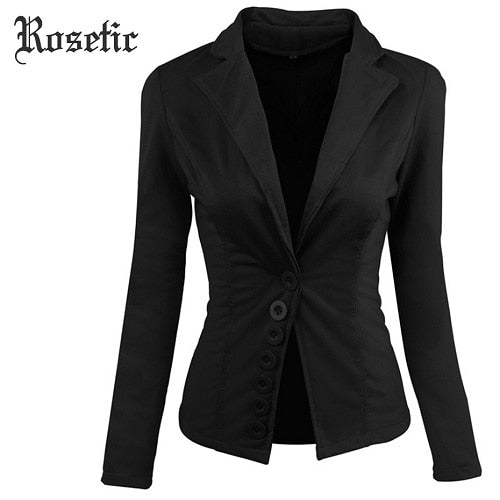 Gothic Women Trendy Blazer Slim Single-Button Notched Lapel Long Sleeve Candy Color Office Lady Fashion Autumn Blazers