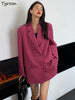 Rosy Blazers Women Loose Simple All-match Sweet Pure Temperament Casual Spring Notched Design Korean Style Ladies Office Stylish