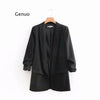 Ruched Cuff Women Spring Autumn Blazers Three Quarter Sleeve Office Lady Solid Suit Jacket Shawl Collar Pockets Coat for Female