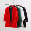 Ruched Cuff Women Spring Autumn Blazers Three Quarter Sleeve Office Lady Solid Suit Jacket Shawl Collar Pockets Coat for Female