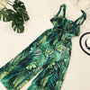 Ruffle Leaf print sexy lace up jumpsuits Boho green sleeveless rompers women jumpsuit 2022 Beach chiffon summer jumpsuit