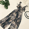 Ruffle Leaf print sexy lace up jumpsuits Boho green sleeveless rompers women jumpsuit 2022 Beach chiffon summer jumpsuit