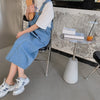 Ruiiishi Korean basic loose cover meat adjustable shoulder belt denim strap skirt temperament gentle casual dress