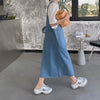 Ruiiishi Korean basic loose cover meat adjustable shoulder belt denim strap skirt temperament gentle casual dress