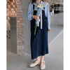 Ruiiishi Korean basic loose cover meat adjustable shoulder belt denim strap skirt temperament gentle casual dress