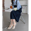 Ruiiishi Korean basic loose cover meat adjustable shoulder belt denim strap skirt temperament gentle casual dress