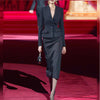 Runway Designer Notched Collar Blazer Coat & Bodycon Midi Skirts Women 2 Pcs Sets Women Office Work Dress Sets