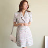 Runway Summer Elegant Plaid OL Women's  Dress Causal Tweed Double Breasted Suit Blazer Female Casacos