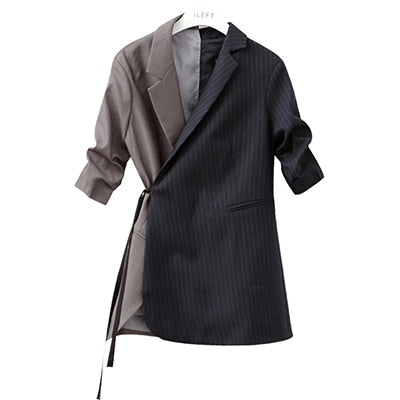 Runway striped blazer women jacket blazer Fashion tie waist jackets Elegant ladies office workwear Wrap blazes suit feminino