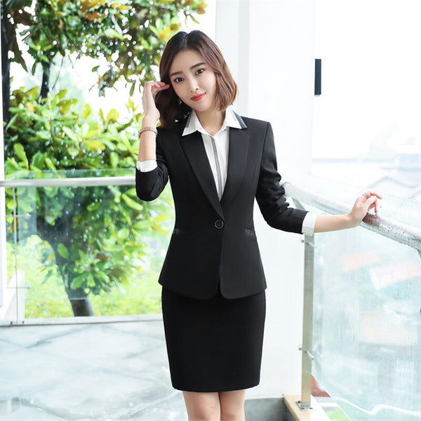 S-4XL High-end Women's Suit Office Professional Work Clothes Two-piece Set Spring Autumn Ladies Jackets High Waist Skirt