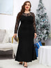 S-4XL Plus Size Maxi Prom Dresses Women Black Lace Sleeve Mermaid Formal Evening Party Cocktail Dress 2023 Elegant Clothing