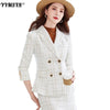 S-4XL Plus Size Women's Suit for Fall/winter 2023 Ladies Professional Jacket High Waist Skirt 2-piece Office Work Clothes