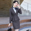 S-4XL Professional Women's Office Suit Skirt Two-piece Spring and Autumn Solid Color Long Sleeve Jacket Casual Half Body