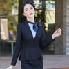 S-4XL Professional Women's Office Suit Skirt Two-piece Spring and Autumn Solid Color Long Sleeve Jacket Casual Half Body
