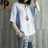 S-5XL 2022 Women V Neck Batwing Sleeve Cotton Linen Striped Blouse Summer Casual Loose Retro Work Top Party Shirt Blusas