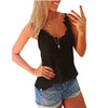 S-5XL Elastic Women Tank Tops New V-Neck Lace Sleeveless Vest Patchwork Slim Bodycon Sexy Summer Camis
