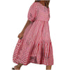 S-5xl Plus Size Women Dress Classic Houndstooth Short Sleeve 0-neck Plaid Dress Summer Casual Loose Beach Holiday Long Dress