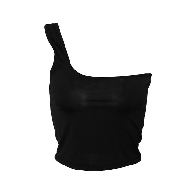 S/M/L/XL Plus Size 95%Polyester Summer Single Shoulder Woman Crop Top Sexy Slim Casual Sleeveless Straps Cropped Elastic Vest